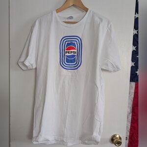 Pepsi White Tee with Blue and Red Logo
